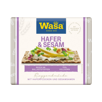 482514 Wasa Hafer und Sesam, Roggen Knaeckebrot, 230g